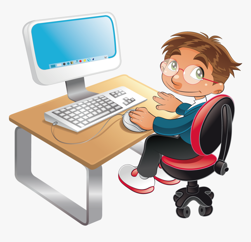 Sitting In Front Of Computer Png - Advantage Of Computers In Students, Transparent Png, Free Download