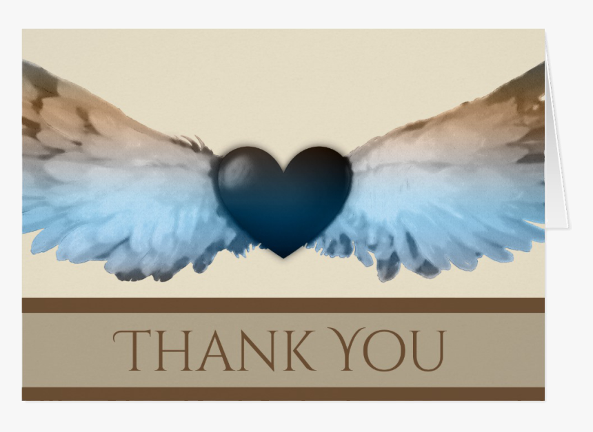 Watercolor Angel Wings Amp Heart Thank You Note Card - Graphic Design, HD Png Download, Free Download