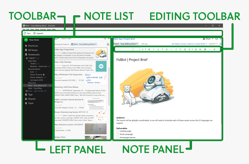 Evernote Interface, HD Png Download, Free Download