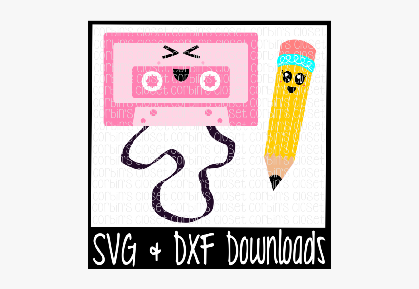 Free Kawaii Cassette And Pencil * Kawaii Pair Cutting - Illustration, HD Png Download, Free Download