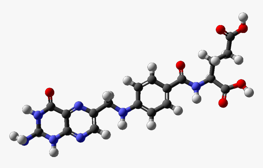 Ball And Stick Model Of Folic Acid - Molecule, HD Png Download, Free Download