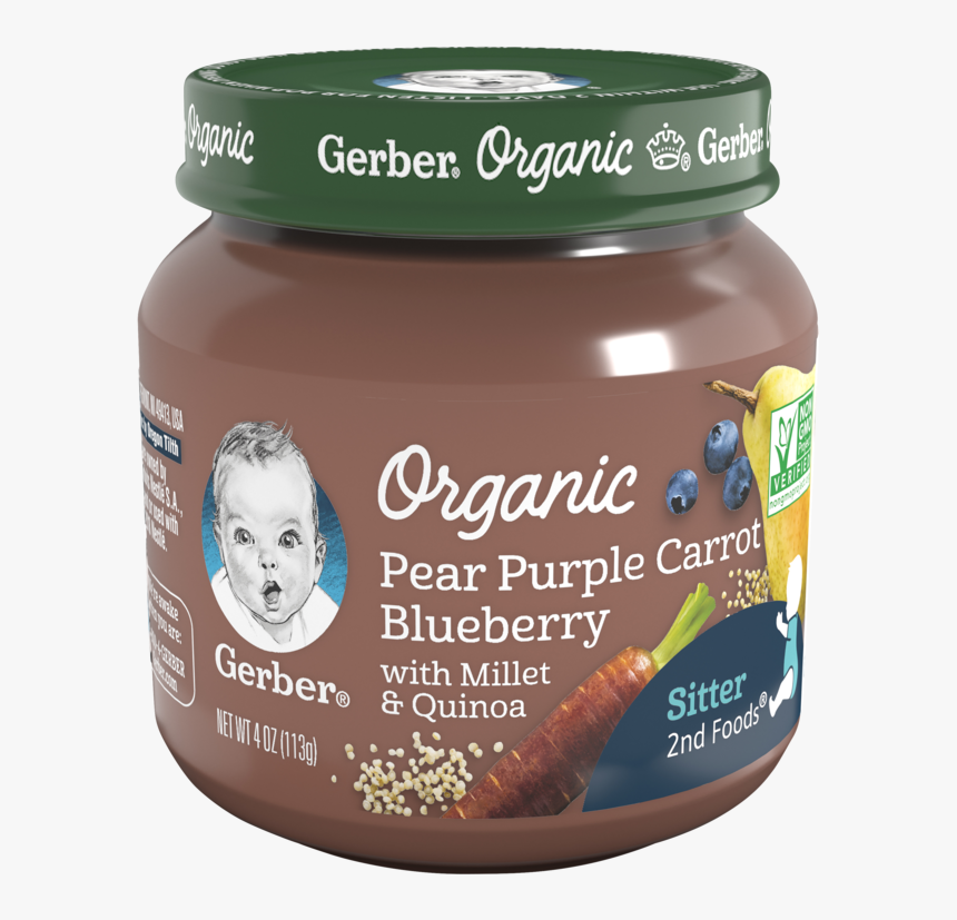 Gerber 2nd Foods Organic Pear Purple Carrot Blueberry - Jar Gerber Baby Food, HD Png Download, Free Download