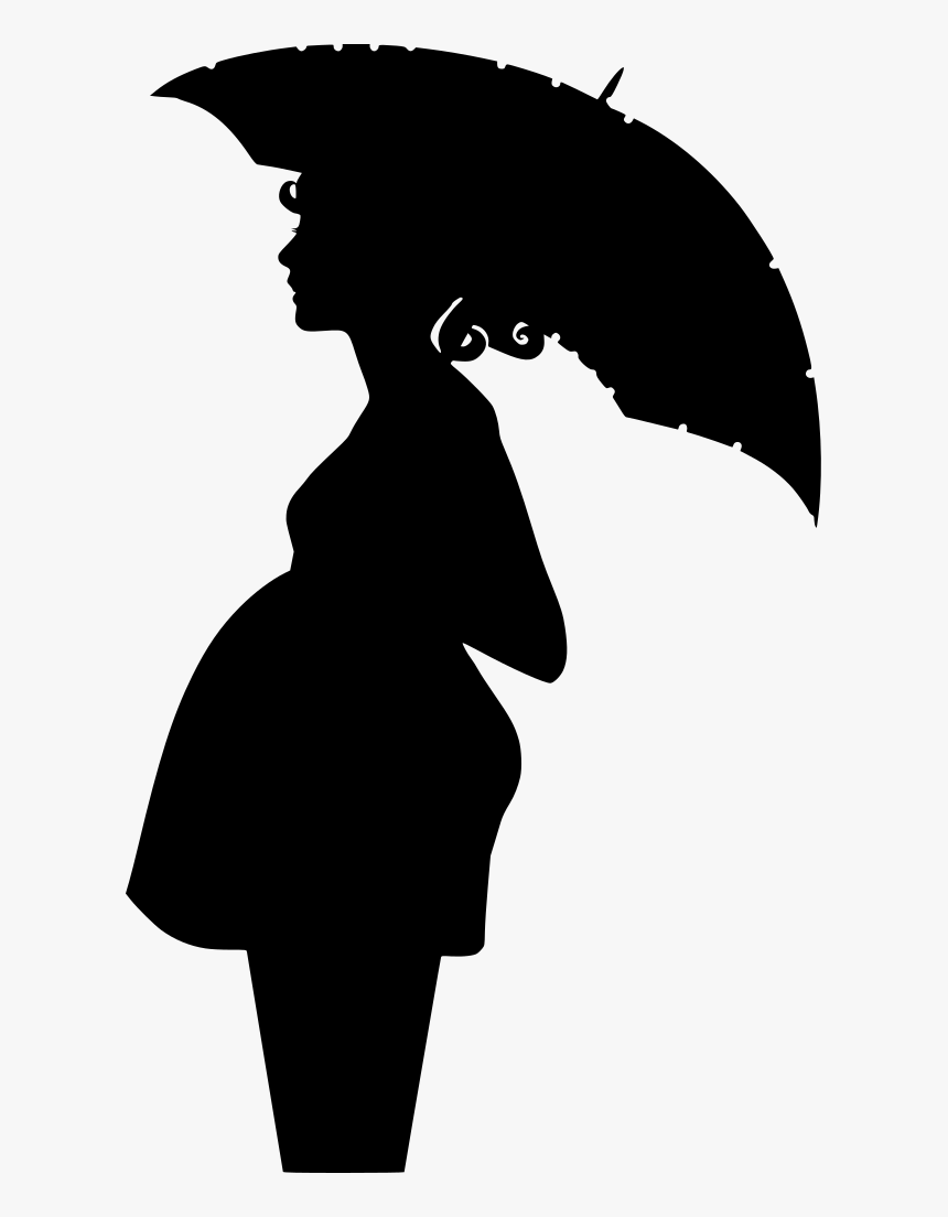 Black And White Pregnant Lady With Umbrella, HD Png Download, Free Download