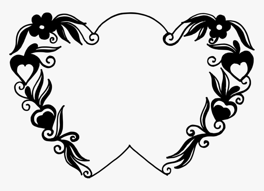 Line Art,ornament,font,clip Art,black And White,heart, HD Png Download, Free Download