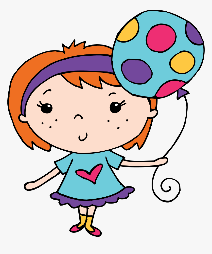 Transparent Balloons Clipart - Clipart Girl Black And White, HD Png Download, Free Download