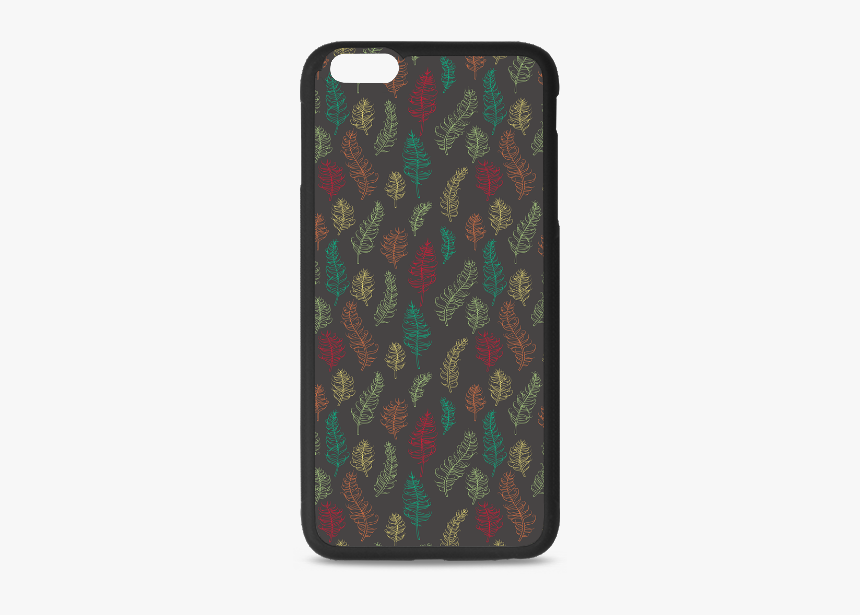 Green Orange Red Feather Leaves On Grey Rubber Case - Mobile Phone Case, HD Png Download, Free Download