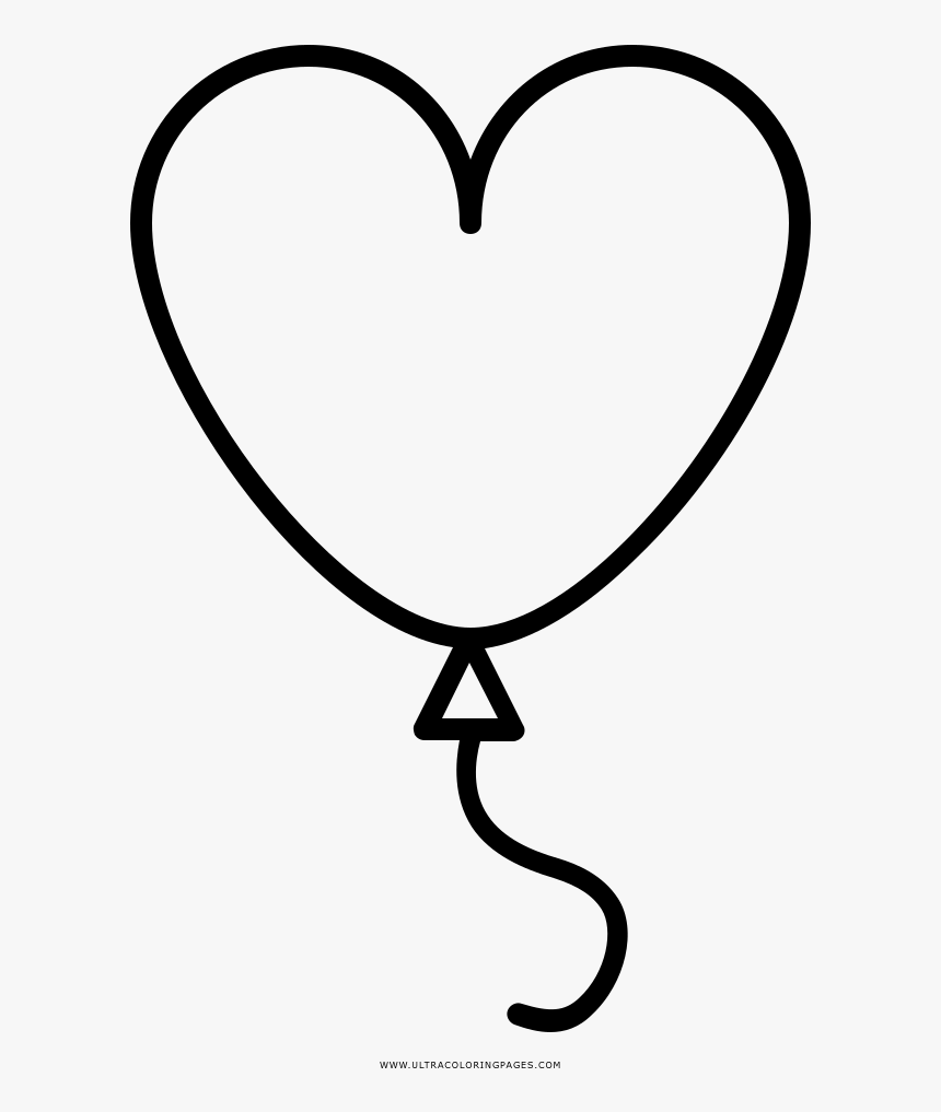 Heart Balloon Coloring Page  Balloon Heart Coloring, HD Png Download