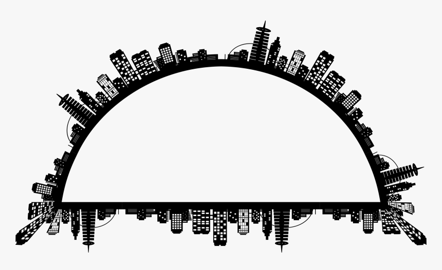 City Skyline Ii Semi Circle Clip Arts - City In A Circle Png, Transparent Png, Free Download