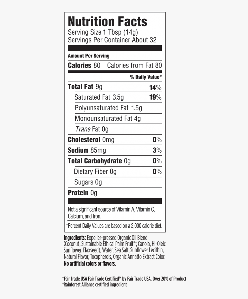 Fish Cakes Nutrition Label - Melt Organic Vegan Butter, HD Png Download, Free Download