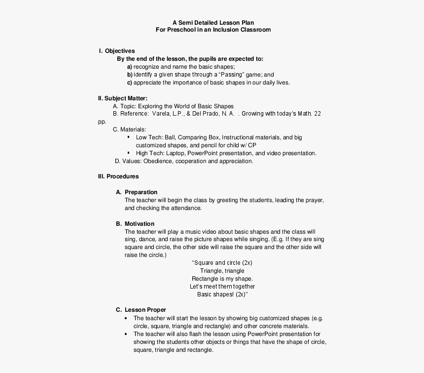 Semi Detailed Lesson Plan Sample, HD Png Download, Free Download