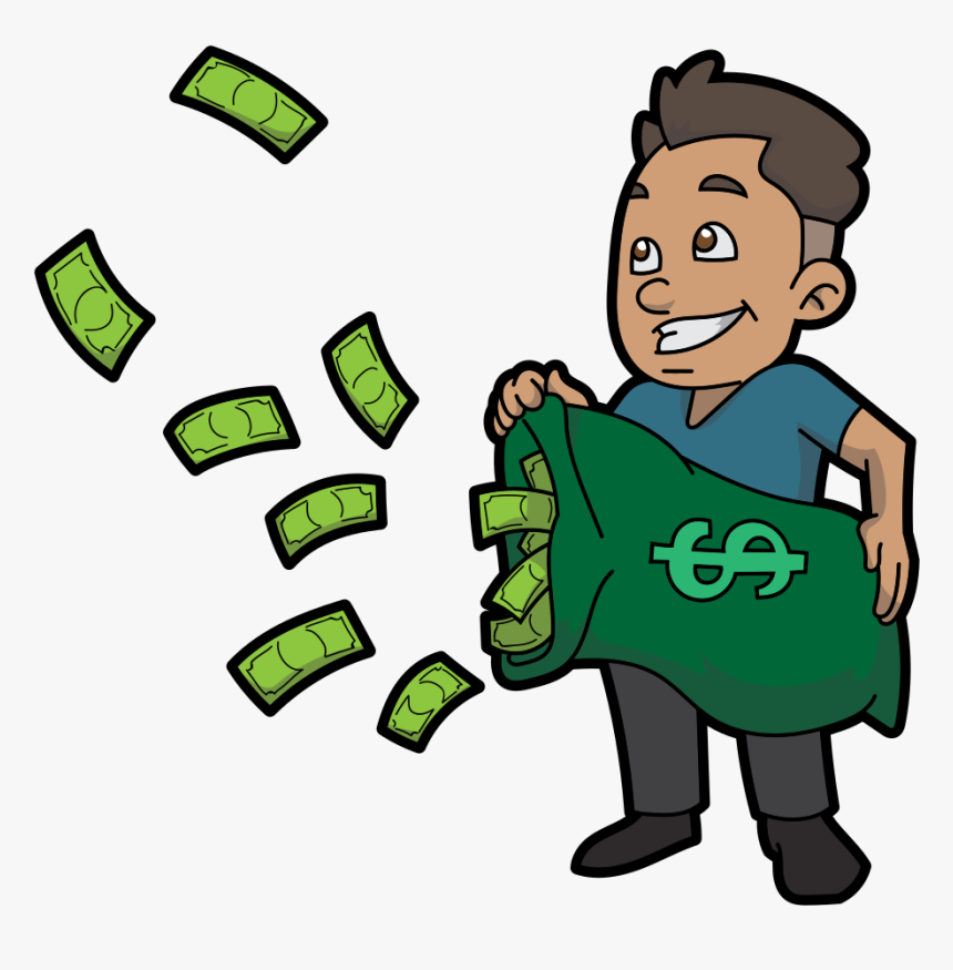 Cartoon Guy Letting Money Fly Cartoon Guy With- - Cartoon Man With Money Png, Transparent Png, Free Download