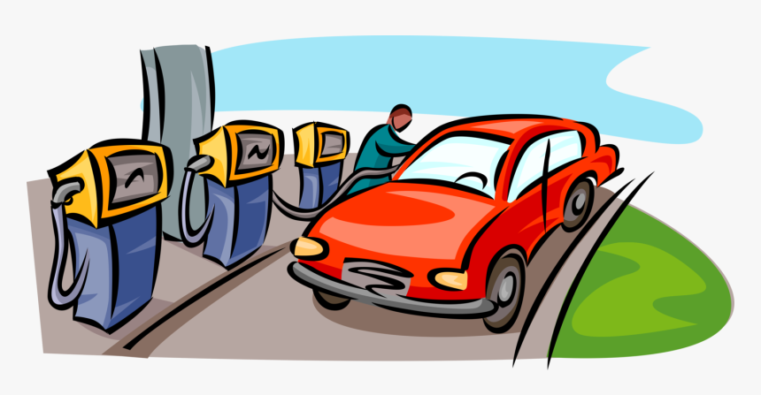 Hd Vector Illustration Of Service Station Gasoline - Car In Gasoline Station Clip Art, HD Png Download, Free Download