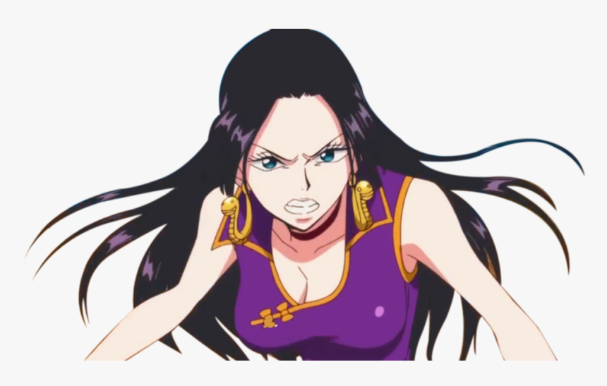 Cartoon Anime Long Hair Black One Piece Boa Hancock Hd Png Download Kindpng