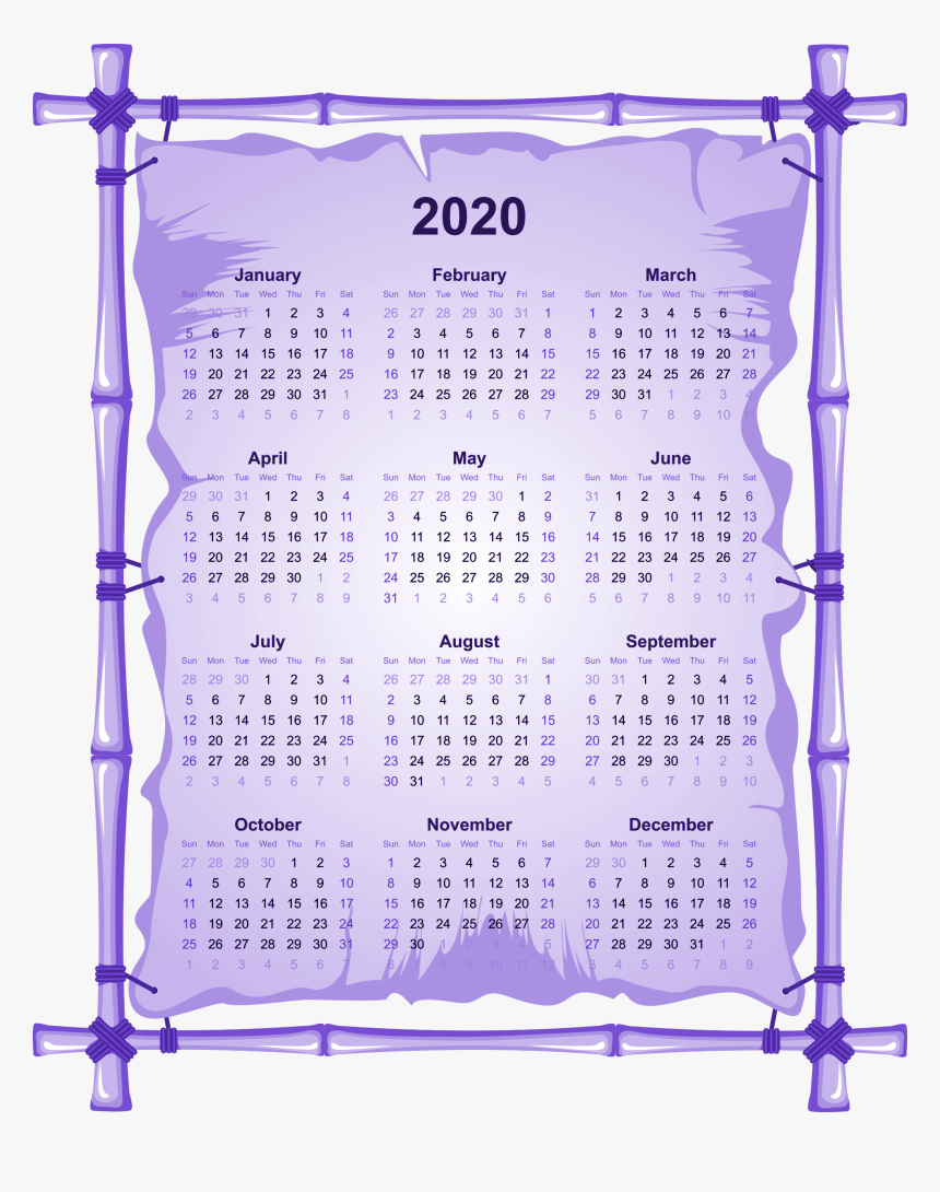 2020 Calendar Png Image Hd - Calendar 2020 Full Hd, Transparent Png, Free Download