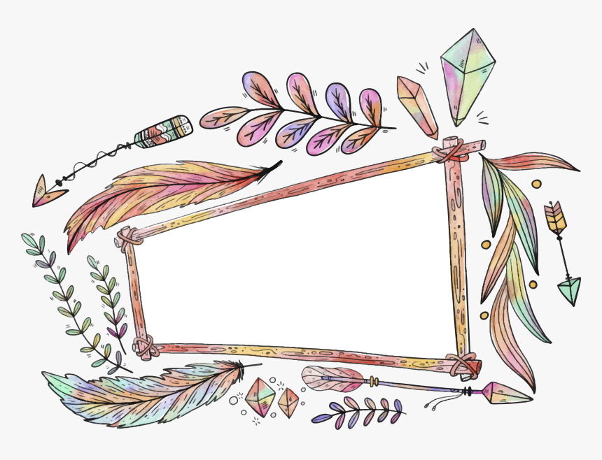 Transparent Feather Clipart Png - Transparent Bohemian Frame Png, Png Download, Free Download