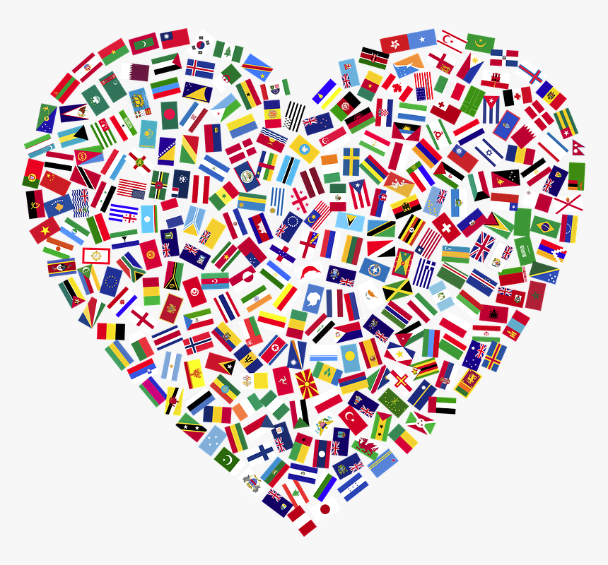 Heart, Flags, Countries, United, Unity, Togetherness - Heart Flags, HD Png Download, Free Download