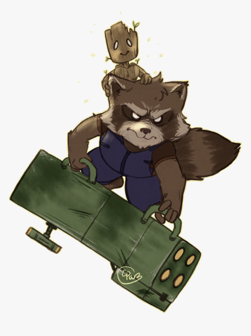 **guardians Of The Galaxy Rocket And Baby Groot Speedpaint**
super, HD Png Download, Free Download