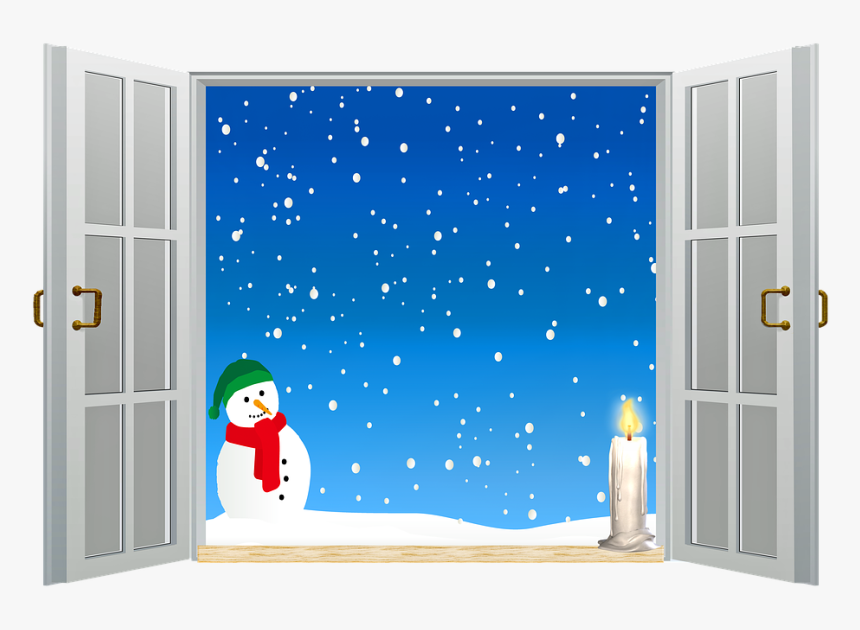 Winter Window, Window, Snow, Shutters, Snowman, Winter, HD Png Download, Free Download