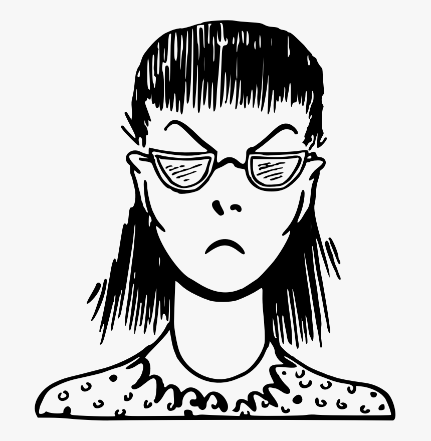 Stern Woman Face Glasses, HD Png Download, Free Download