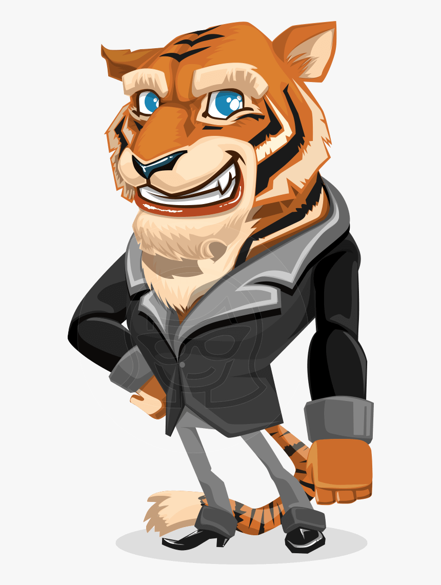 Tiger Businessman Vector Cartoon Character Aka Vice - Cartoon Tiger Character Design, HD Png Download, Free Download