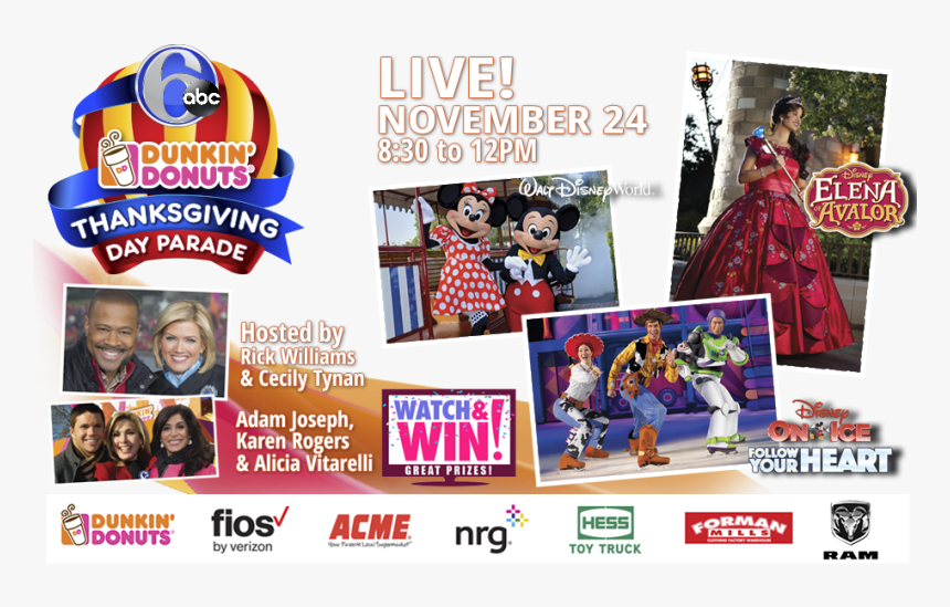 6abc Dunkin Donuts Thanksgiving Day Parade 2017, HD Png Download kindpng