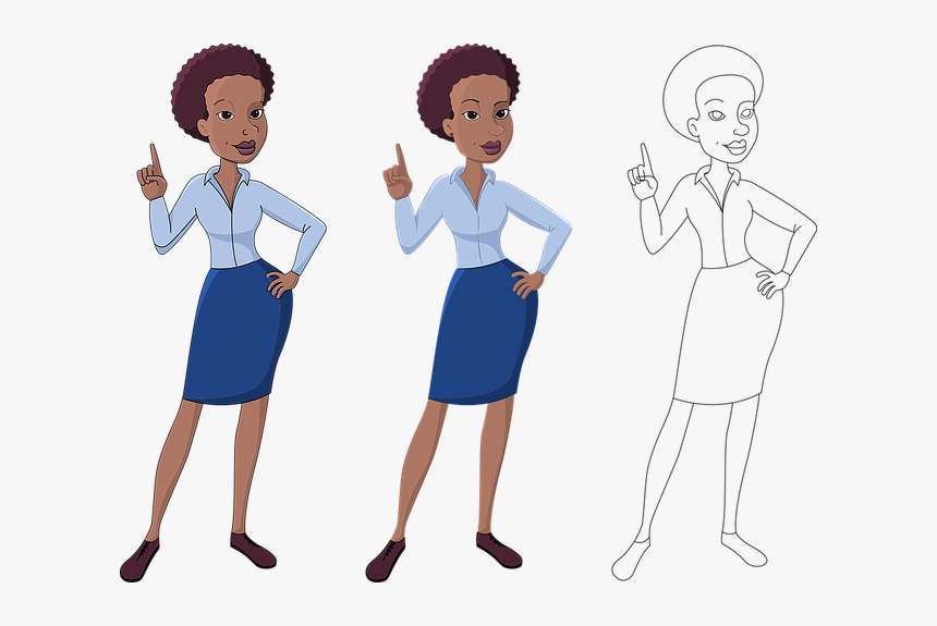 Woman, Business, Point, Hand Up, Business Women - African Woman Cartoon Character, HD Png Download, Free Download