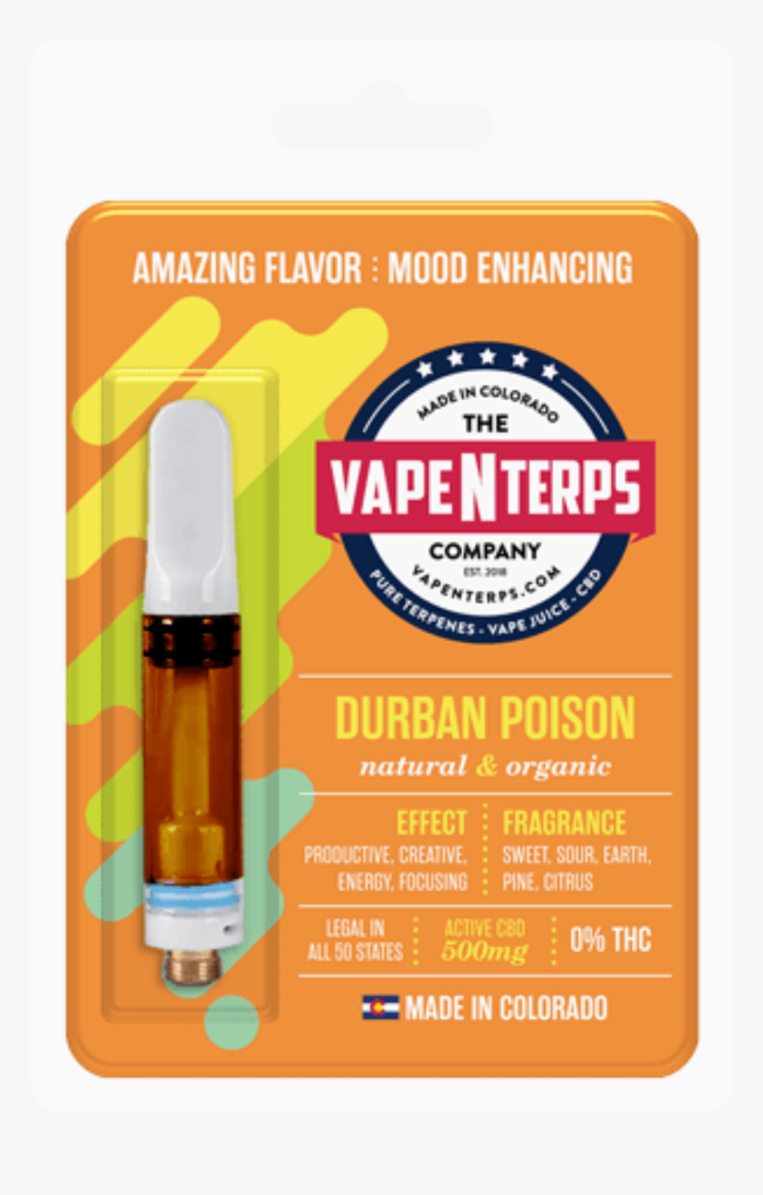 Vapenterps Concentrates Cartridges 500mg Durban Poison - Orange Cookies Cartridge, HD Png Download, Free Download