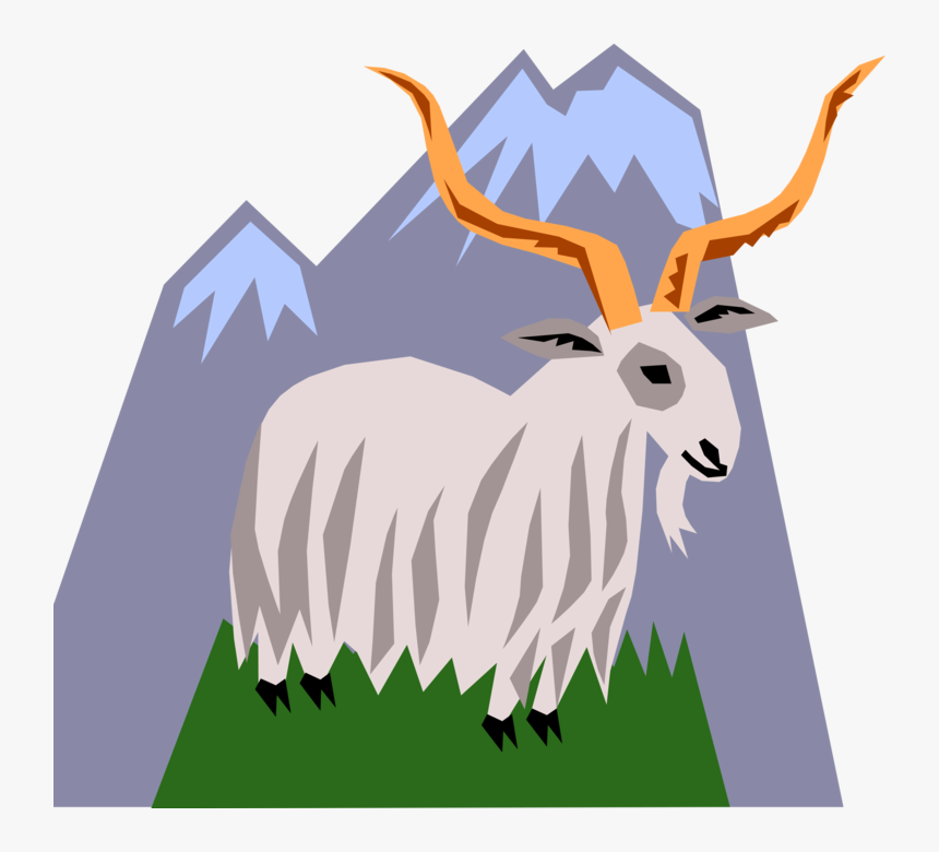 Vector Illustration Of Mountain Goat With Horns Climbing - Antelope, HD Png Download, Free Download