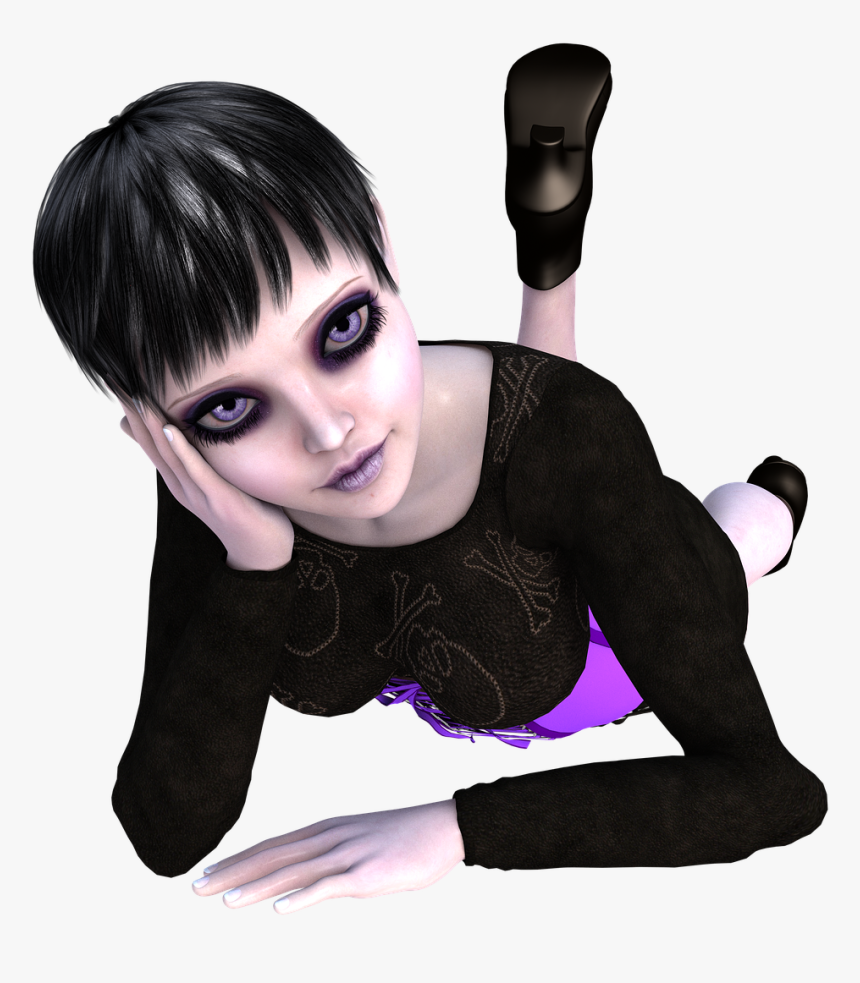 Emo, Girl, 3d Render, Pose, Dark Eyes, People, Young, HD Png Download, Free Download