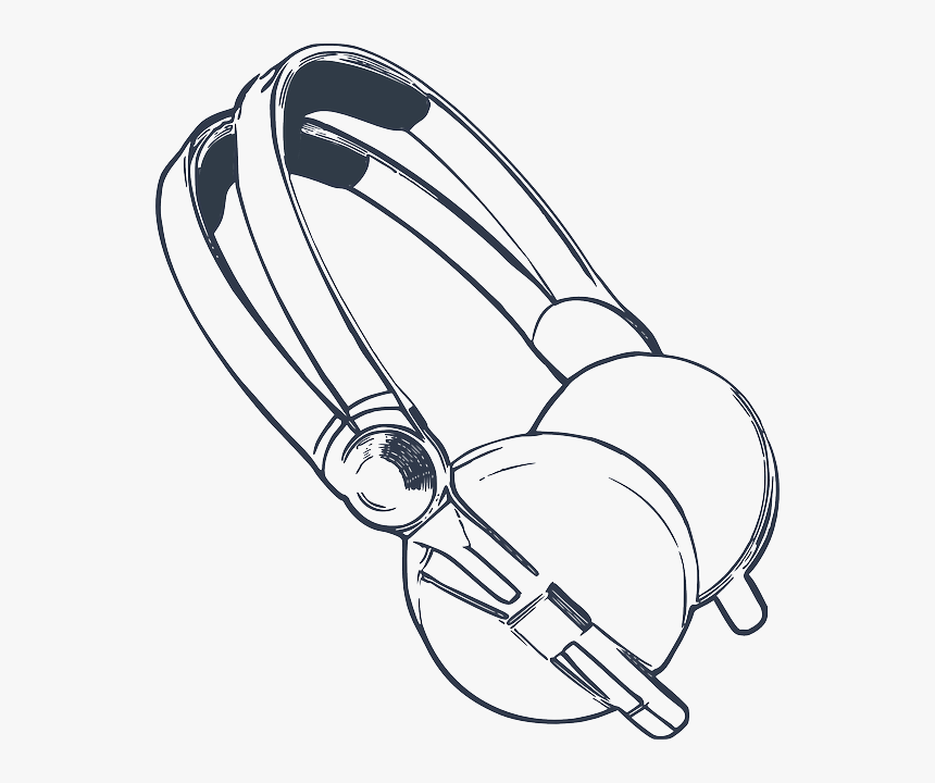 Head, Computer, Black, Phone, Music, Outline, Drawn - Head Phones Black And White, HD Png Download, Free Download