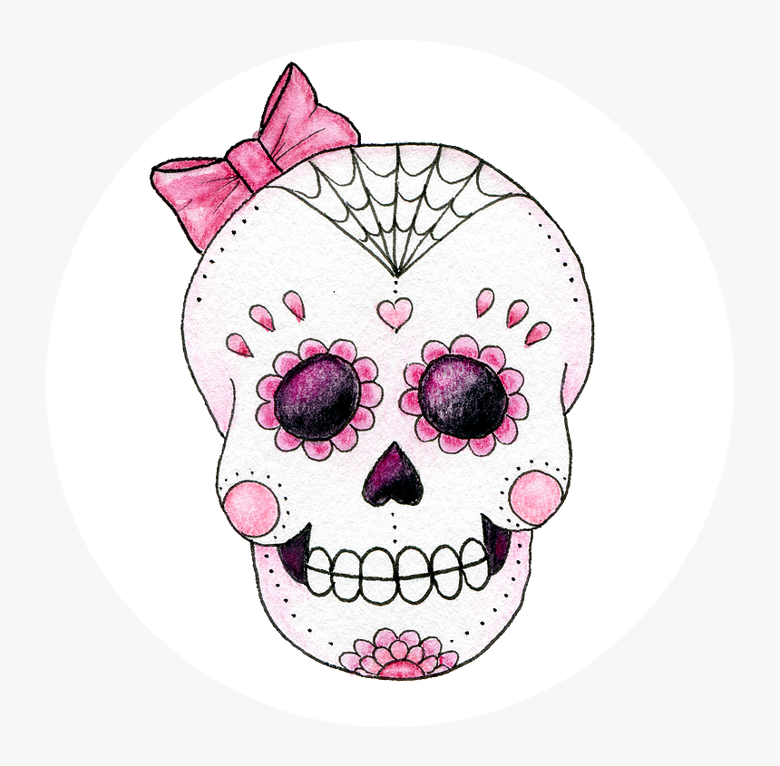 Transparent Skull And Crossbone Clipart - Pink Sugar Skull Bow, HD Png Download, Free Download