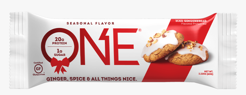 One Bars Seasonal Flavor Iced Gingerbread Protein Bar - Peanut Butter Cookie, HD Png Download, Free Download