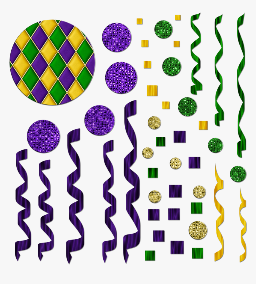 Free Mardi Gras Themed Streamers/confetti Graphics - Confettis Mardi Gras Png, Transparent Png, Free Download