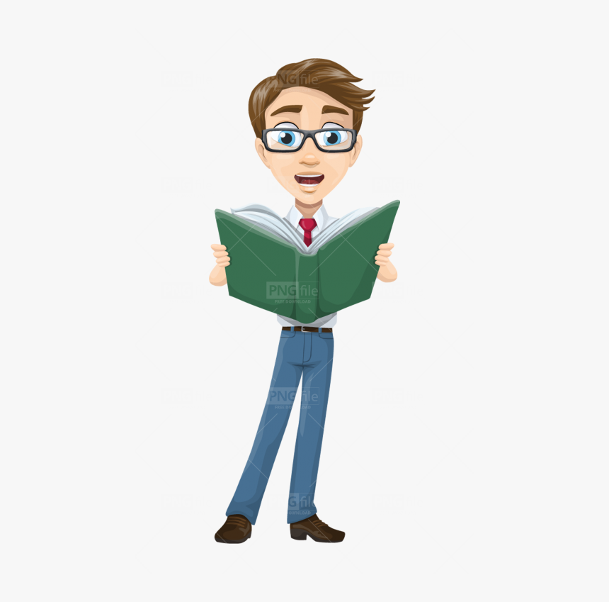 Cartoon Man Reading Png, Transparent Png, Free Download