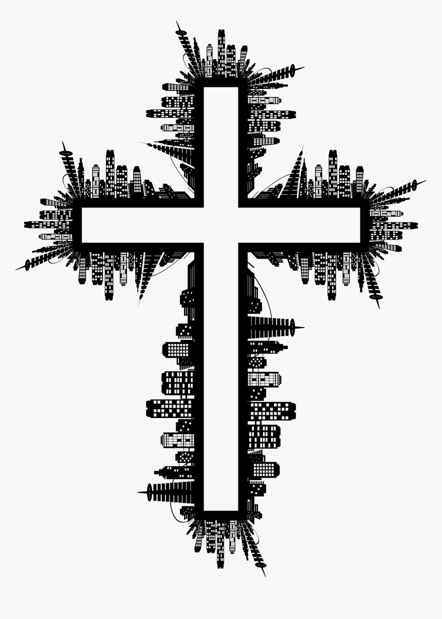 City Skyline Ii Big - City Skyline With Cross, HD Png Download, Free Download