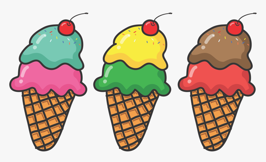 Three Ice Cream Cones Clip Arts, HD Png Download, Free Download