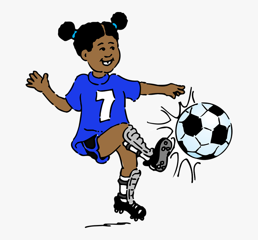 Girl, Soccer, Play, Seven, Black Hair, Pigtail, Kick - Play Soccer Clipart, HD Png Download, Free Download