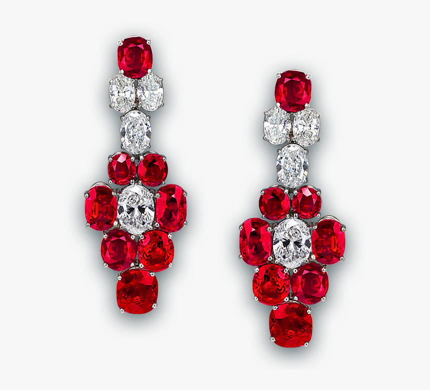 Pigeon Blood Ruby And Diamond Earrings - Buy Red Diamond Earrings, HD ...