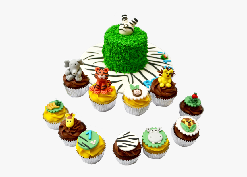 Zebra Into The Cake Cake, With Animal Cupcakes For - Safari Cupcakes, HD Png Download, Free Download