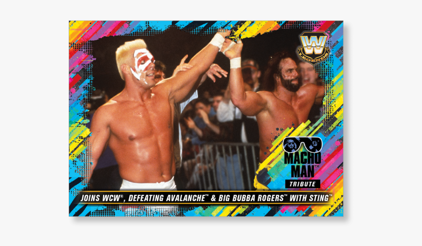 2018 Topps Wwe Heritage Joins Wcw, Defeating Avalanche - Macho Man Randy Savage, HD Png Download, Free Download