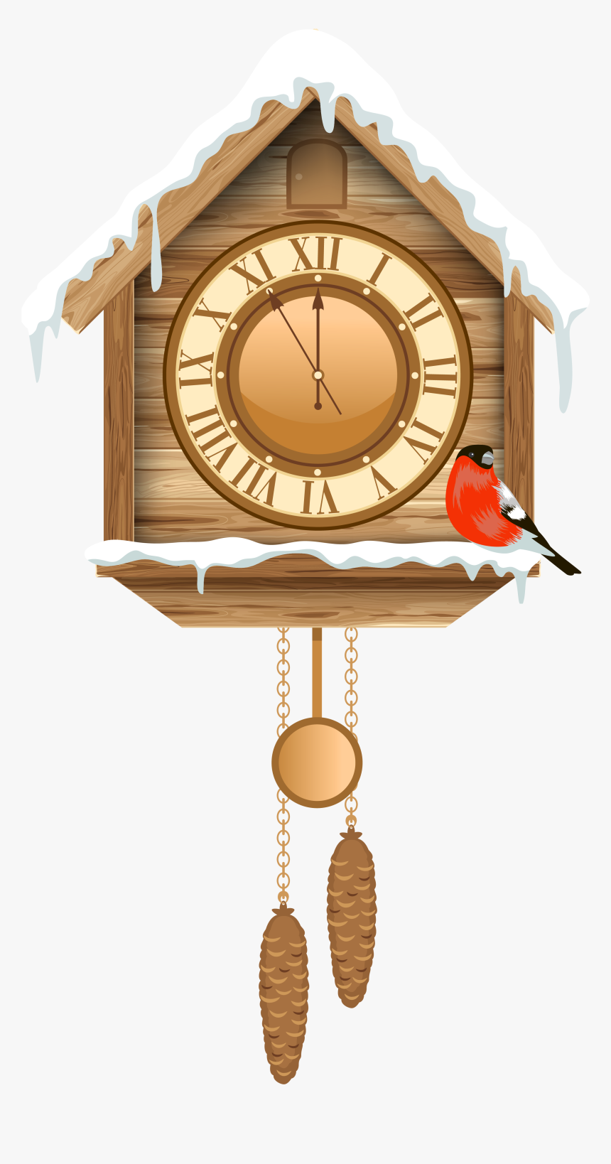 Christmas Cuckoo Clock With Snow Png Clipart - Christmas Clock Clipart, Transparent Png, Free Download