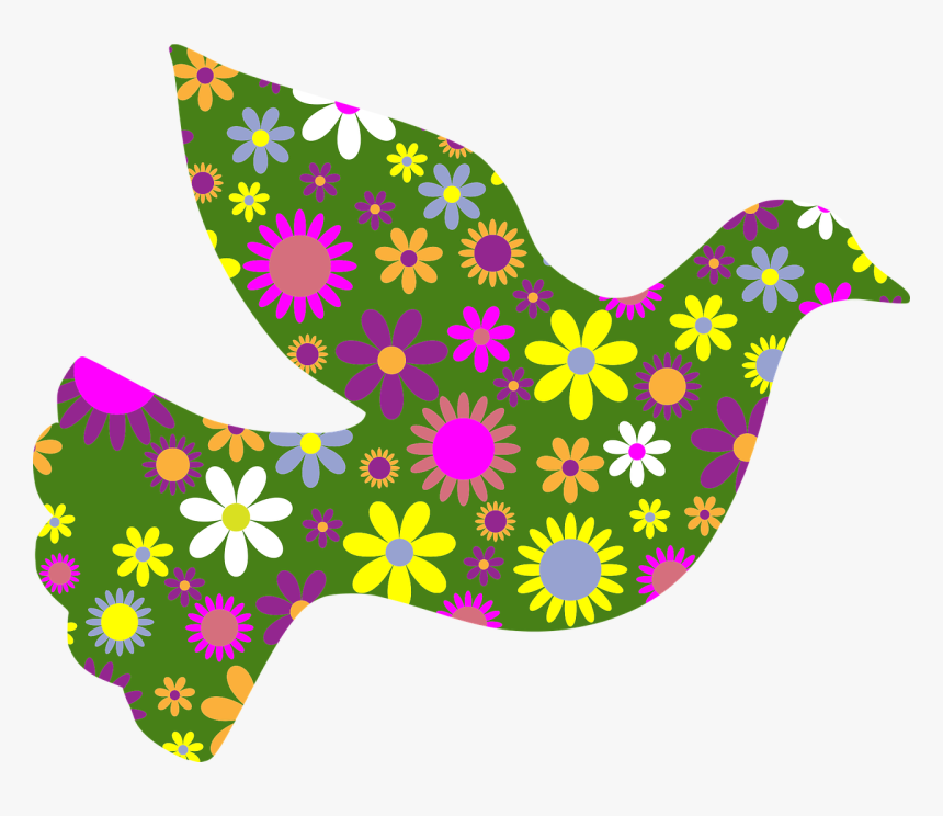 Pink,butterfly,flower - Dove Of Peace And Flowers, HD Png Download, Free Download