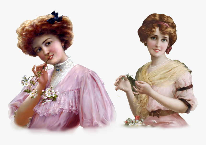 Ladies, Art, Emile Vernon, Women, Woman, Romantic - Lady And Clock Vintage, HD Png Download, Free Download