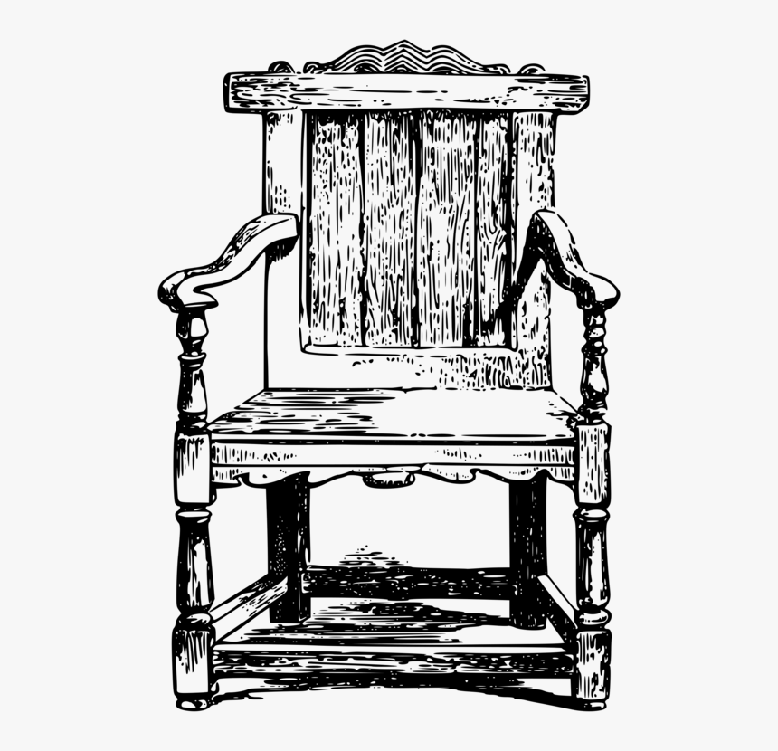 Monochrome - Wooden Chair Png Draw, Transparent Png, Free Download