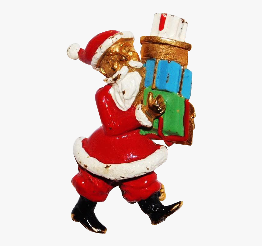 Whimsical Santa Claus Brooch Bearing Christmas Gifts - Santa Claus, HD Png Download, Free Download