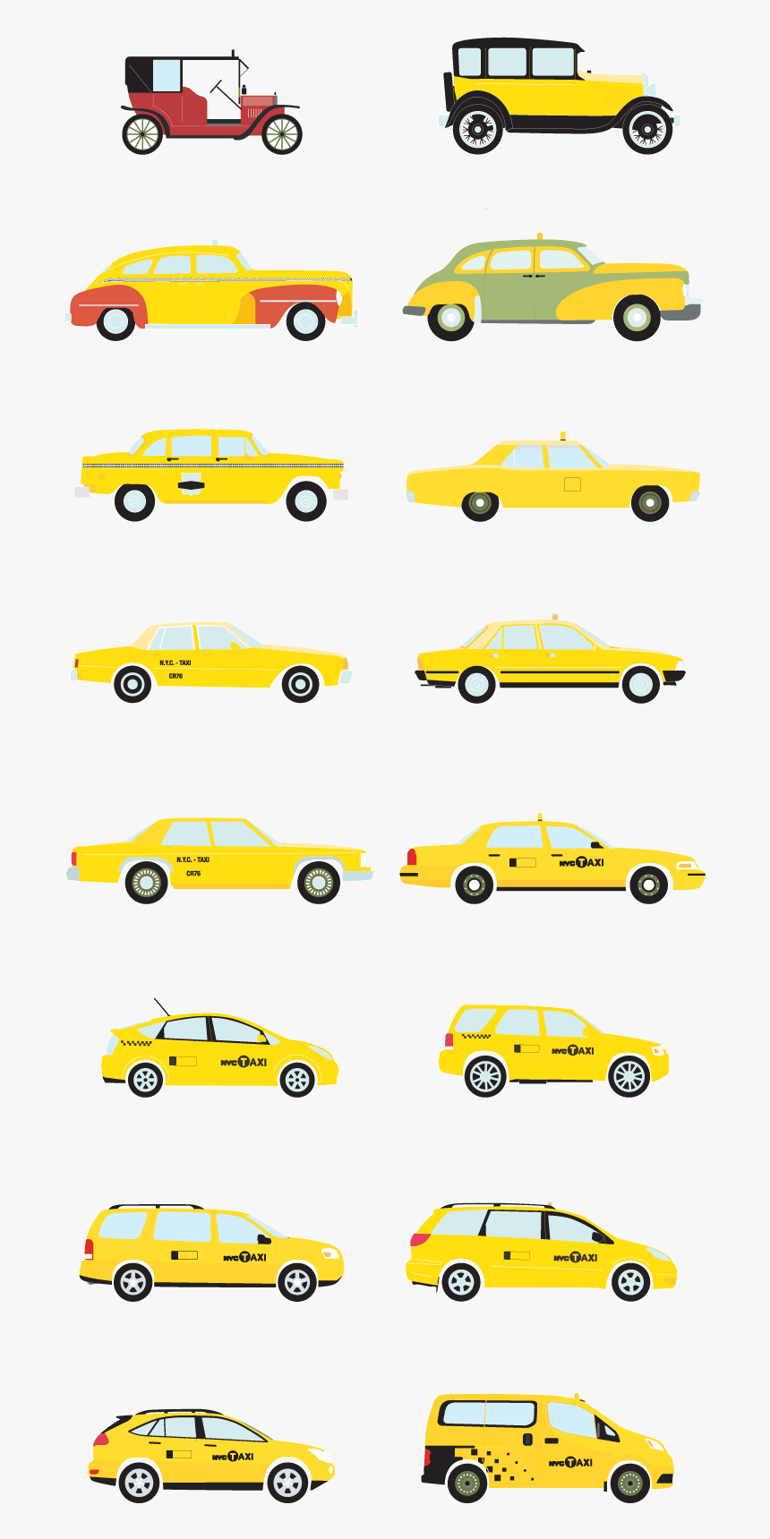 Taxi Clipart Taxi New York - New York Taxi Evolution, HD Png Download, Free Download