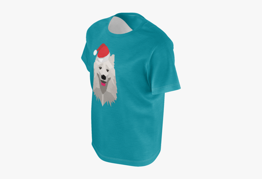 Blue Samoyed Christmas Hat Boys T-shirt - American Eskimo Dog, HD Png Download, Free Download