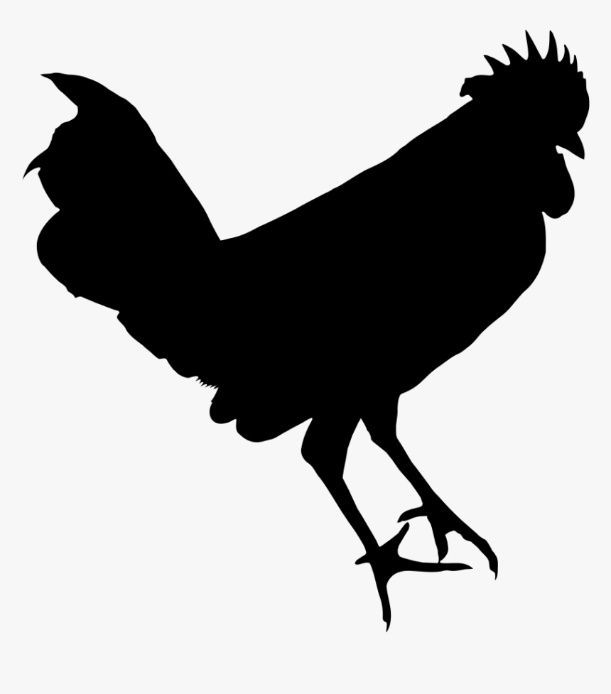 Silhouette Png Chicken - Rooster, Transparent Png, Free Download