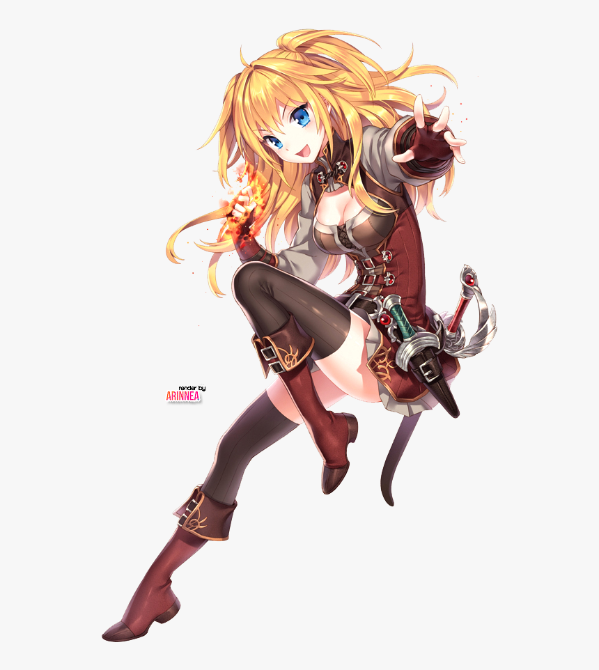 Svg Transparent Anime Girl With Sword And Dagger Google - Anime Girl Magic Blonde Hair, HD Png Download, Free Download