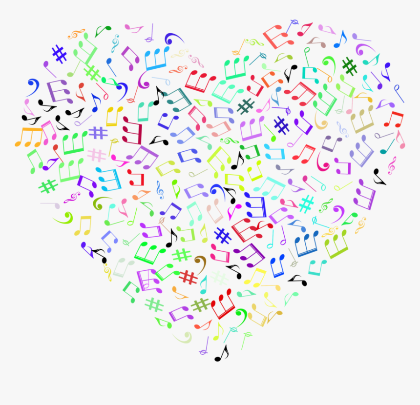 Heart,line Art,graphic Design - Transparent Music Note Hearts, HD Png Download, Free Download